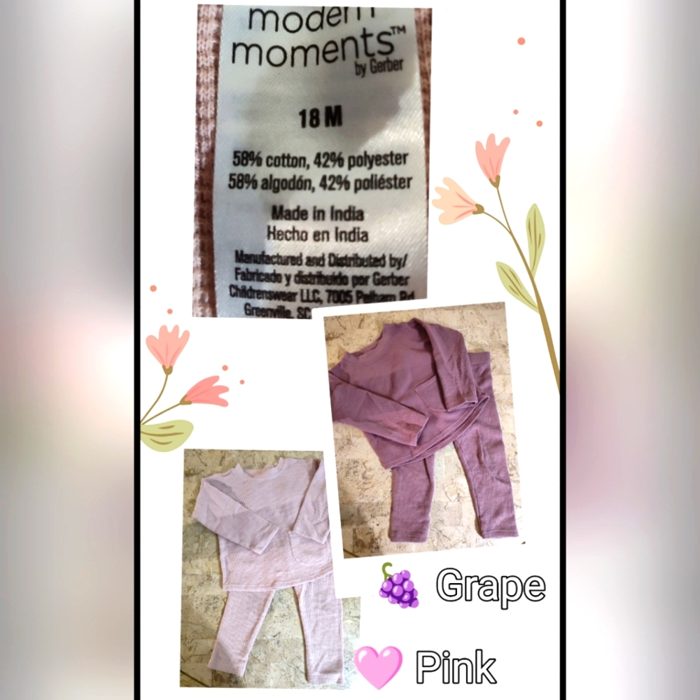 18m [ 2 ] Long Sleeve Waffle Top & Legging ♡ 2pc; Outfit